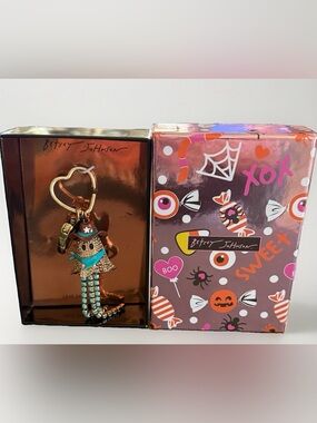 Betsey Johnson Halloween Ghost Cowboy Rhinestone Keychain Bag Charm NWT
